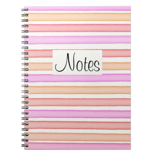 Rosa, orange, weiße Streifen Notizblock (Vorderseite)