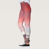 Rosa orange weiße Wolken Sonnenuntergang Foto stil Leggings (Links)