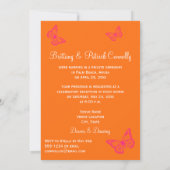 Rosa, orange, weißer tropischer Strand Post Hochze Einladung (Rückseite)