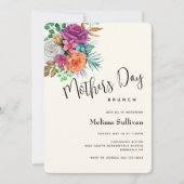 Rosa, Orange & White Roses Buquet Muttertag Einladung (Vorderseite)