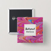 Rosa Orange Wirbel Groovy Design Bridesmaid Button (Vorne & Hinten)