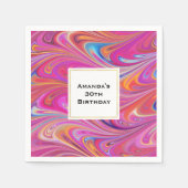 Rosa Orange Wirbel Groovy Design Geburtstag Serviette (Vorderseite)