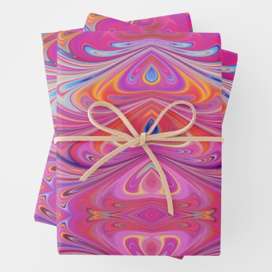 Rosa Orange Wirbel Groovy Design Geschenkpapier Set (Beispiel)