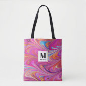 Rosa Orange Wirbel Groovy Design Monogram Tasche (Vorderseite)