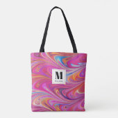 Rosa Orange Wirbel Groovy Design Monogram Tasche (Rückseite)