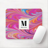 Rosa Orange Wirbel Groovy Design Mousepad (Mit Mouse)