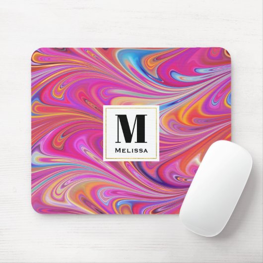 Rosa Orange Wirbel Groovy Design Mousepad (Mit Mouse)