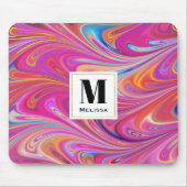 Rosa Orange Wirbel Groovy Design Mousepad (Vorne)