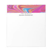 Rosa Orange Wirbel Groovy Design Notizblock (Vorderseite)