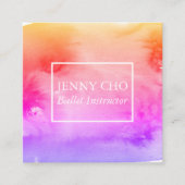Rosa Orange Wirbel & Splashes Wasserfarbe Quadratische Visitenkarte (Vorderseite)