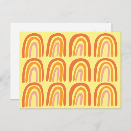 Rosa Orange Yellow Sweet Rainbow Pattern Postkarte (Vorne/Hinten)