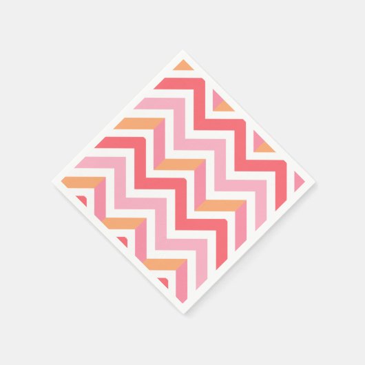 Rosa Orange Zickzack Geometrie Sommer Moderne Serviette (Ecke)