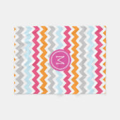 Rosa orange Zickzack Muster-Monogramm-Decke Fleecedecke (Vorderseite (Horizontal))