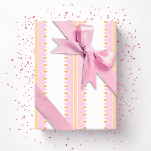 Rosa-Orange-Zickzackstreifen Geschenkpapier