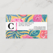 Rosa Orangefarbene Blume Blätter Wasserfarbmuster Terminkarte (Rückseite)