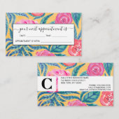 Rosa Orangefarbene Blume Blätter Wasserfarbmuster Terminkarte (Vorne/Hinten)