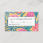 Rosa Orangefarbene Blume Blätter Wasserfarbmuster Terminkarte (Vorderseite)