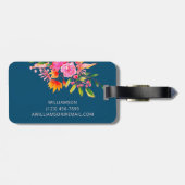 Rosa Orangefarbene Blume Custom Blue ID Gepäckanhänger (Rückseite horizontal)