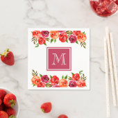 Rosa Orangefarbene Blume Mit Monogramm Serviette (Beispiel)