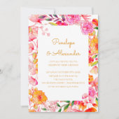 Rosa Orangefarbene Blume Script Chic Wedding Einladung (Vorderseite)