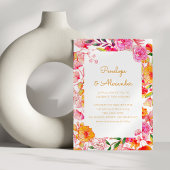 Rosa Orangefarbene Blume Script Chic Wedding Einladung