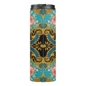 Rosa Orangefarbene Blume: Viereckige Zusammensetzu Thermosbecher (Rückseite)