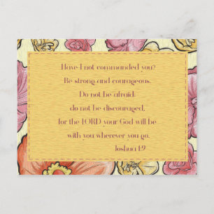 Rosa orangefarbene Blumen Bibelvers Joshua 1:9 Pos Postkarte