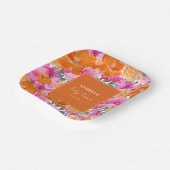 Rosa Orangefarbene Blumendusche Sommerdusche Pappteller (Gewinkelt)