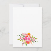 Rosa-orangefarbene Blumenhochzeitskarte mit Ratsch (Rückseite)