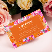 Rosa orangefarbene Blumenrezeptur Brautparty Begleitkarte