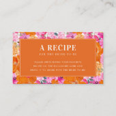 Rosa orangefarbene Blumenrezeptur Brautparty Begleitkarte (Vorderseite)
