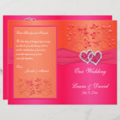 Rosa Orangefarbene Blüte, Herz-Hochzeitsprogramm (Vorne/Hinten)