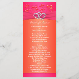 Rosa orangefarbene Blüten, Herz Hochzeitsprogramm  Programm