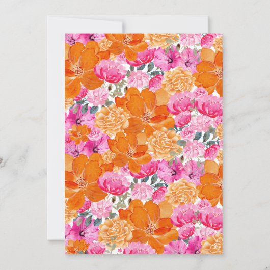 Rosa & orangefarbene Blütenhochzeit I Spy Hunt Gam Einladung (Rückseite)