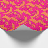 Rosa orangefarbene digitale Malerei, Kinderkunst Geschenkpapier (Ecke)