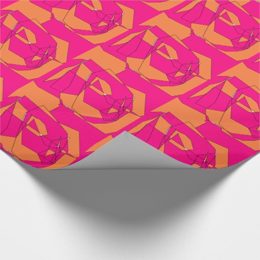 Rosa orangefarbene digitale Malerei, Kinderkunst Geschenkpapier (Ecke)