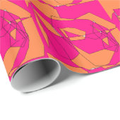 Rosa orangefarbene digitale Malerei, Kinderkunst Geschenkpapier (Rolleneckpunkt)