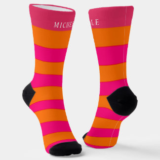 Rosa Orangefarbene Farbblocklinien Streifen Indivi Socken