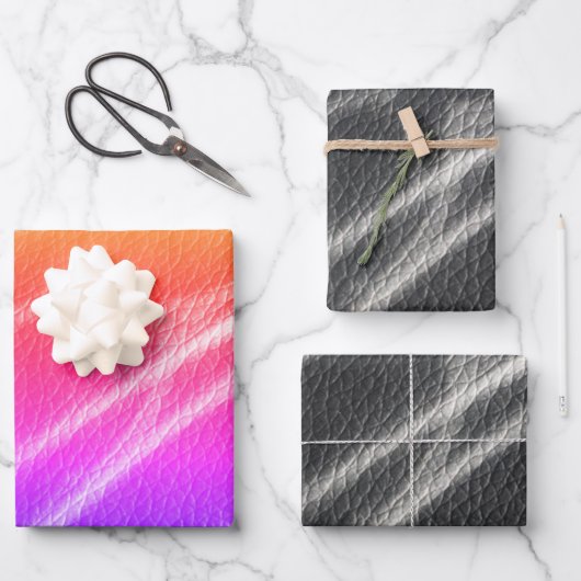 Rosa orangefarbene, fette, moderne Linien streuen Geschenkpapier Set (Vorderseite)