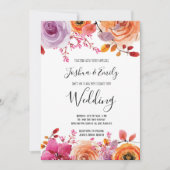 Rosa Orangefarbene Frühjahrssonne Herbst Hochzeit Einladung (Vorderseite)