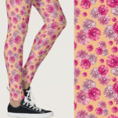 Rosa-orangefarbene Gerbera-Muster Leggings