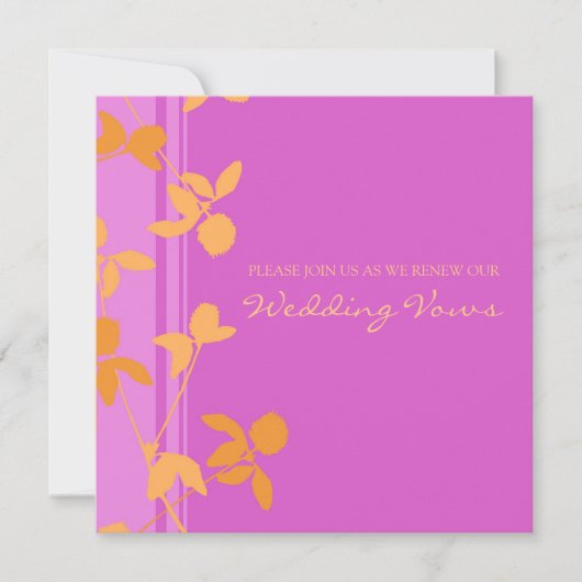 Rosa Orangefarbene Hochzeitsfeierlichkeiten Einladung (Vorderseite)