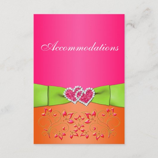 Rosa Orangefarbene Limone geblümte Herzklappenkart Begleitkarte (Vorderseite)