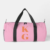 Rosa-orangefarbene Monogramm-Initialen preppy pers Duffle Bag (Rückseite)