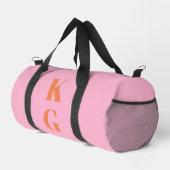 Rosa-orangefarbene Monogramm-Initialen preppy pers Duffle Bag (Rechte Ecke)