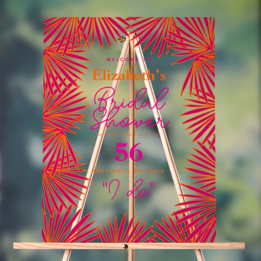 Rosa Orangefarbene Palmen Tropisches Brautparty Wi Acrylschild (Neutral)