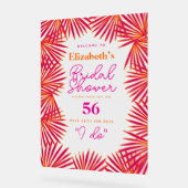 Rosa Orangefarbene Palmen Tropisches Brautparty Wi Acrylschild (Winkel)