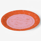 Rosa Orangefarbene Party-Papierplatte Pappteller (Schrägansicht)