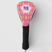Rosa Orangefarbene Raute für Monogramm Golf Headcover (Vorderseite)