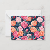 Rosa Orangefarbene Rose Muster Mitteilungskarte (Rückseite)